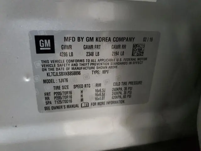 2019 CHEVROLET TRAX 1LT  