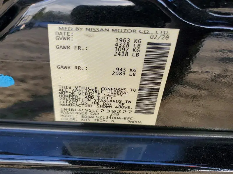 2020 NISSAN ALTIMA SR  