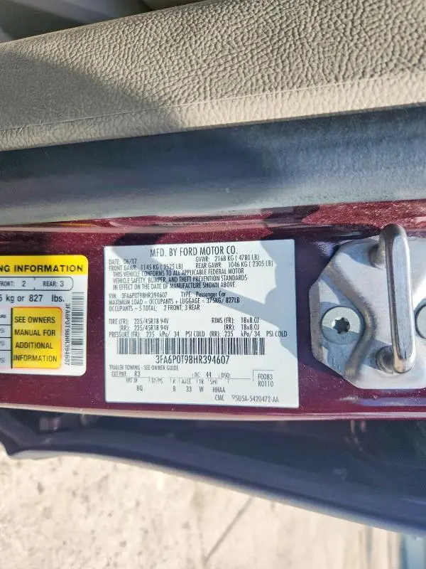 2017 FORD FUSION SE  
