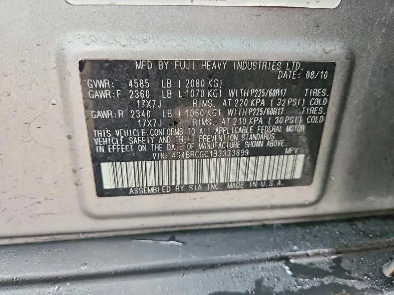 2011 SUBARU OUTBACK 2.5I PREMIUM  