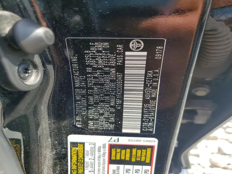 2012 TOYOTA CAMRY SE  