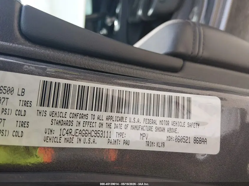 2017 JEEP GRAND CHEROKEE ALTITUDE 4X2