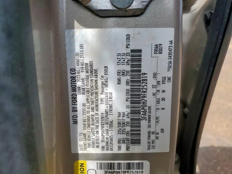 2015 FORD FUSION SE  