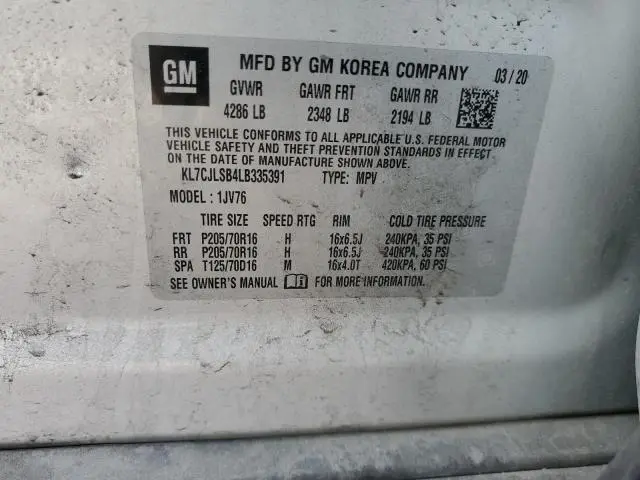 2020 CHEVROLET TRAX 1LT  