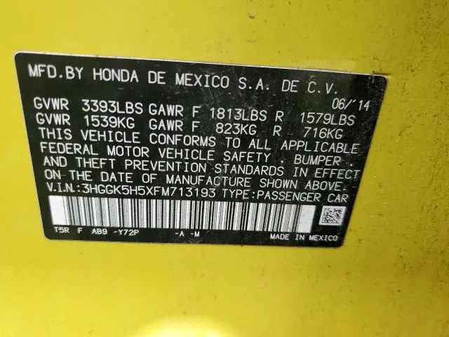 2015 HONDA FIT LX  