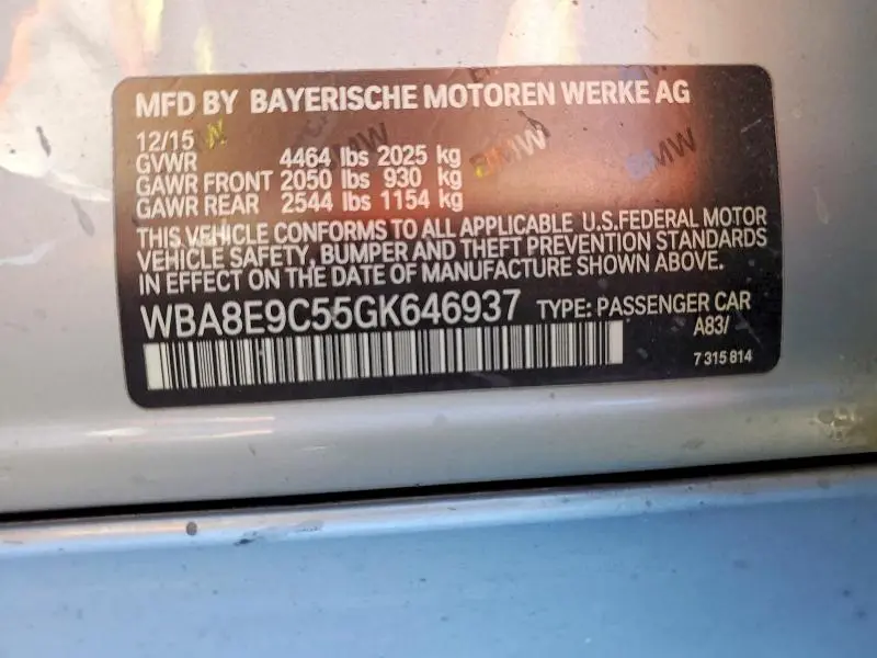 2016 BMW 328 I SULEV  