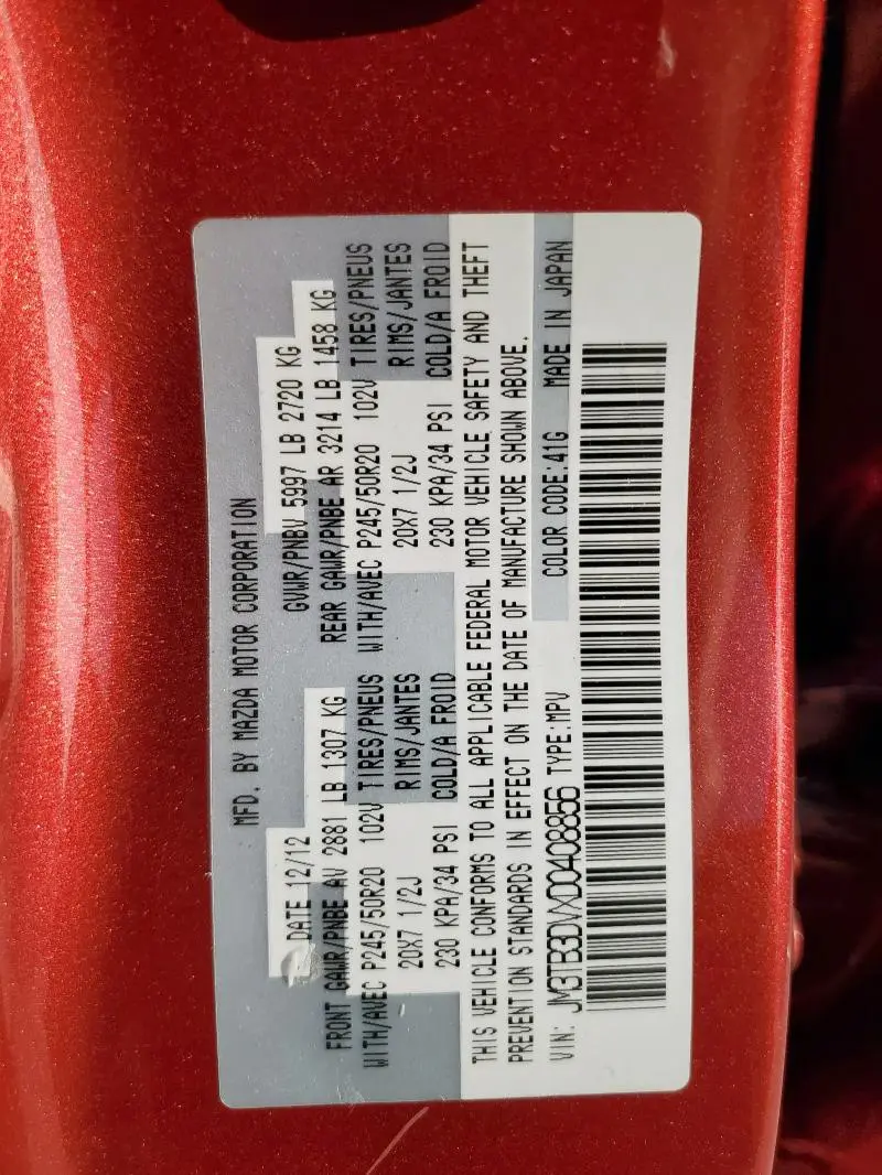 2013 MAZDA CX-9 GRAND TOURING  