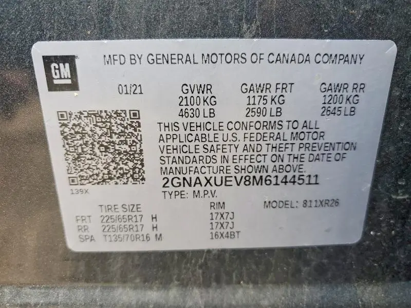 2021 CHEVROLET EQUINOX LT  