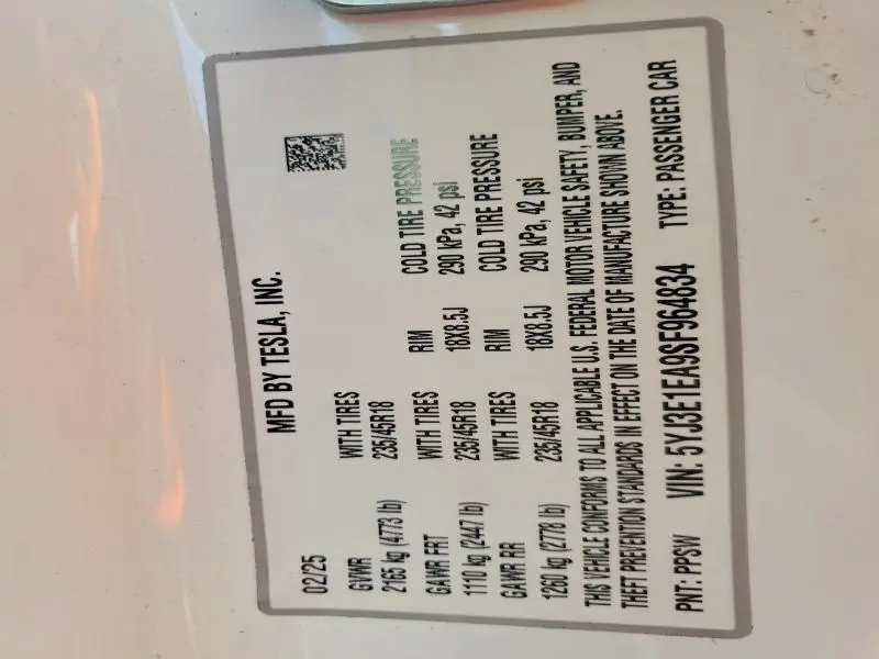 2025 TESLA MODEL 3   