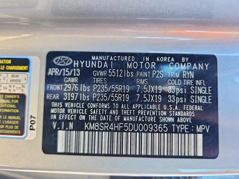 2013 HYUNDAI SANTA FE LIMITED  