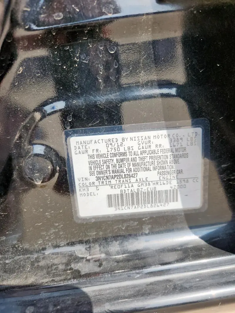 2013 NISSAN VERSA S  