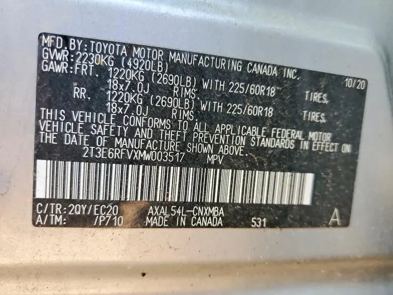 2021 TOYOTA RAV4 XSE  