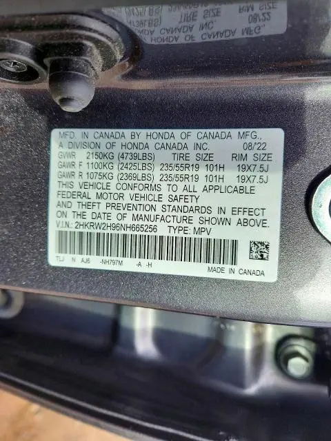 2022 HONDA CR-V TOURING  