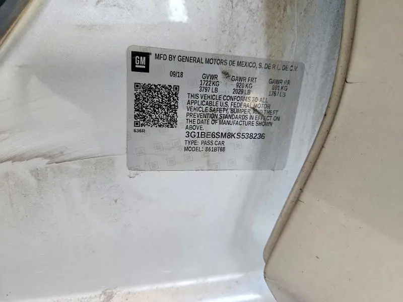 2019 CHEVROLET CRUZE LT  