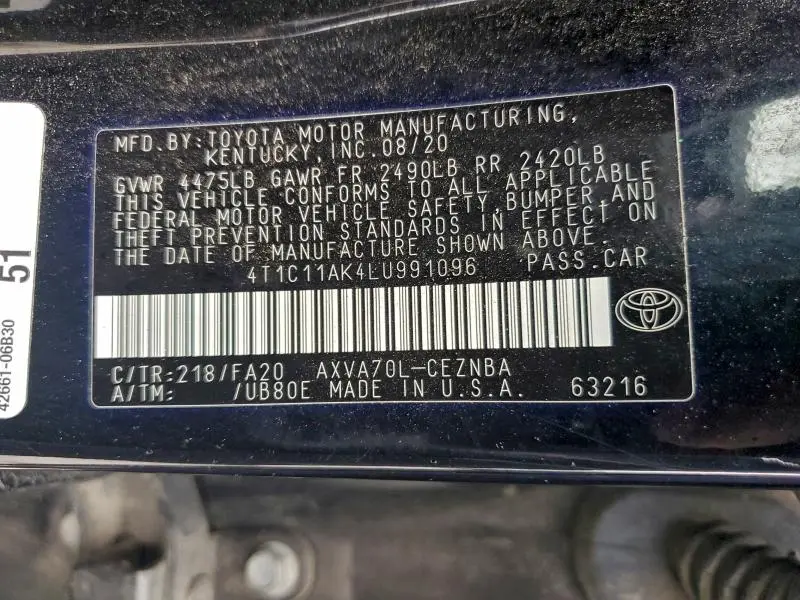 2020 TOYOTA CAMRY LE  