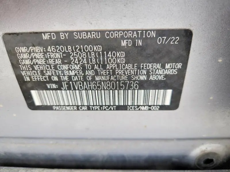 2022 SUBARU WRX PREMIUM  