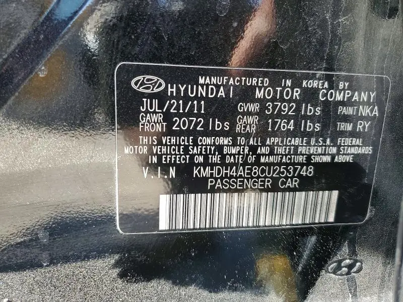 2012 HYUNDAI ELANTRA LIMITED  