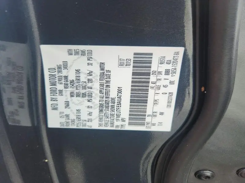 2010 FORD EXPLORER LIMITED  