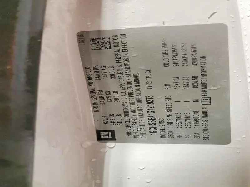 2016 CHEVROLET COLORADO   