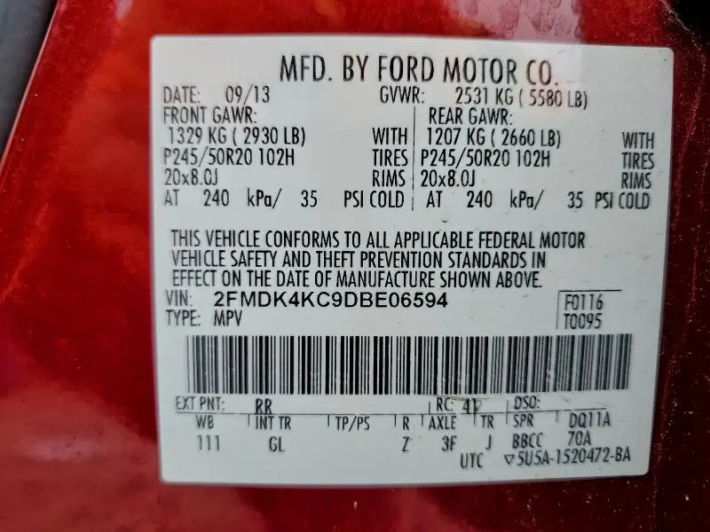 2013 FORD EDGE LIMITED  