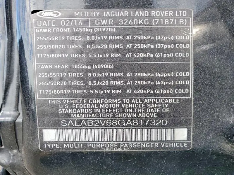 2016 LAND ROVER LR4   