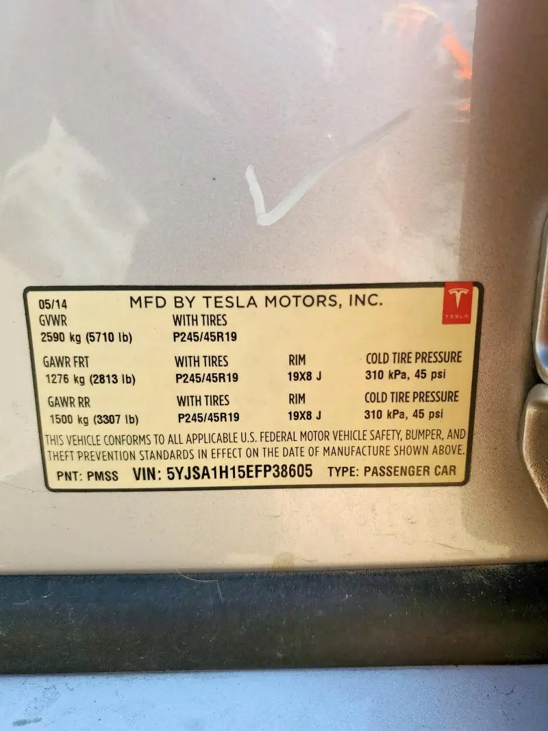 2014 TESLA MODEL S   