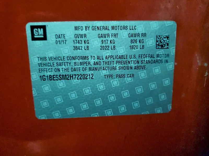 2017 CHEVROLET CRUZE LT  