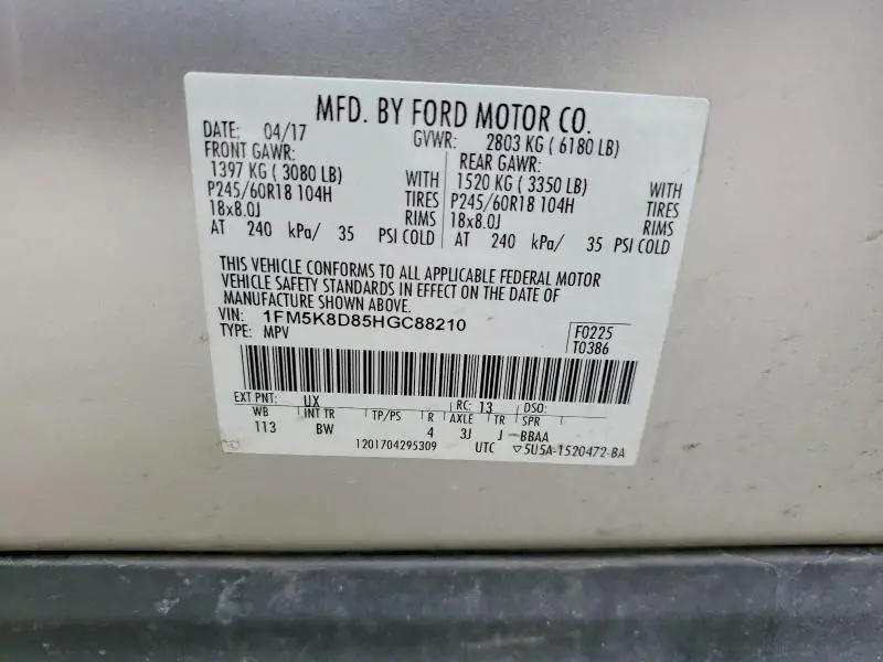 2017 FORD EXPLORER XLT  