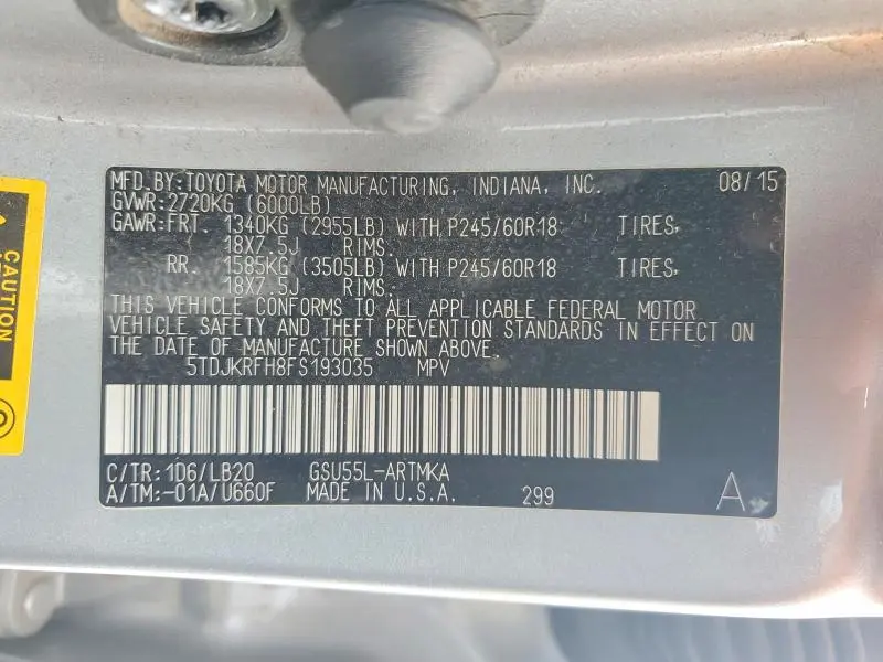 2015 TOYOTA HIGHLANDER XLE  