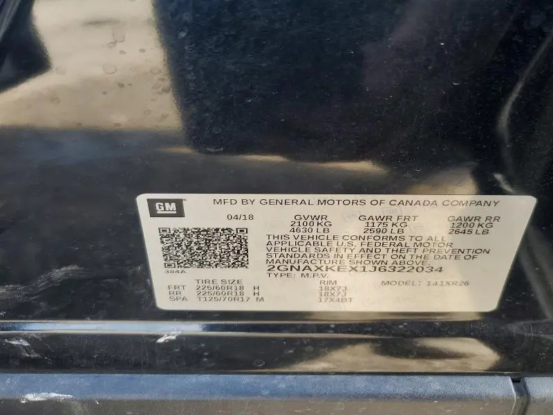 2018 CHEVROLET EQUINOX LT  