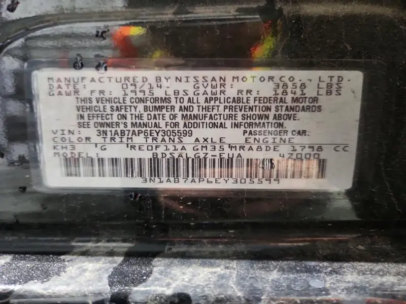 2014 NISSAN SENTRA SL  