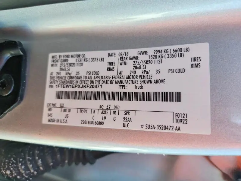 2018 FORD F150 SUPERCREW  