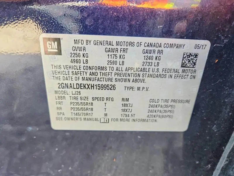 2017 CHEVROLET EQUINOX PREMIER  