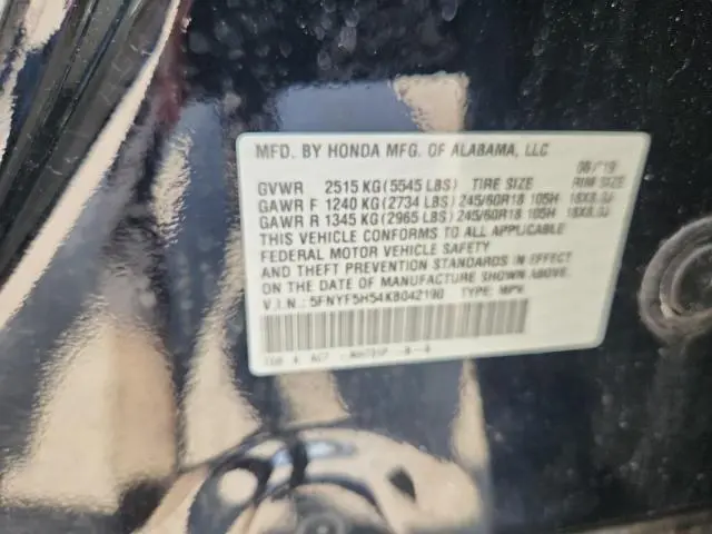 2019 HONDA PILOT EXL  