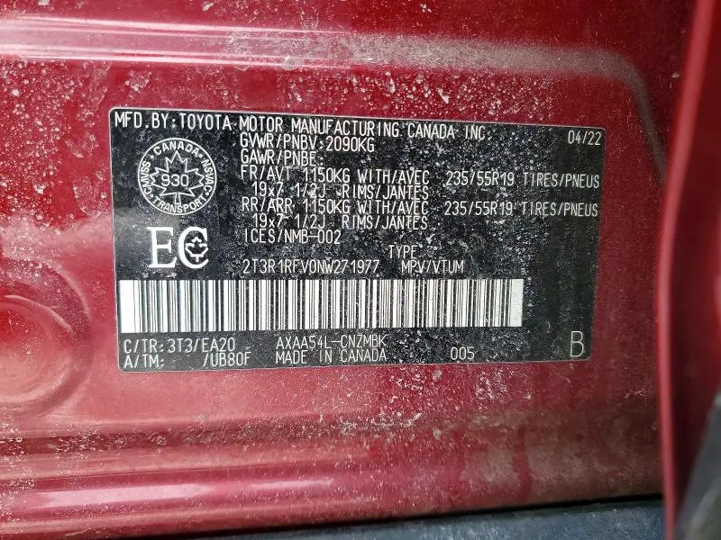 2022 TOYOTA RAV4 XLE  