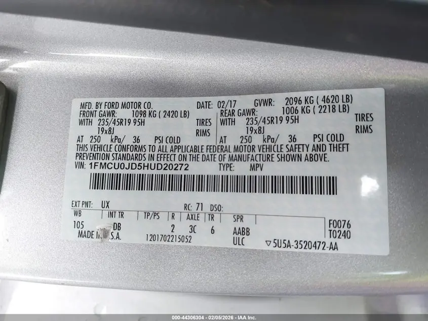 2017 FORD ESCAPE TITANIUM