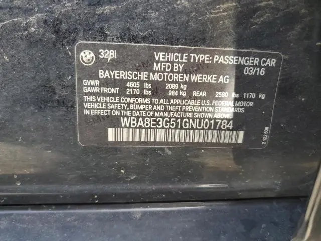 2016 BMW 328 XI SULEV  