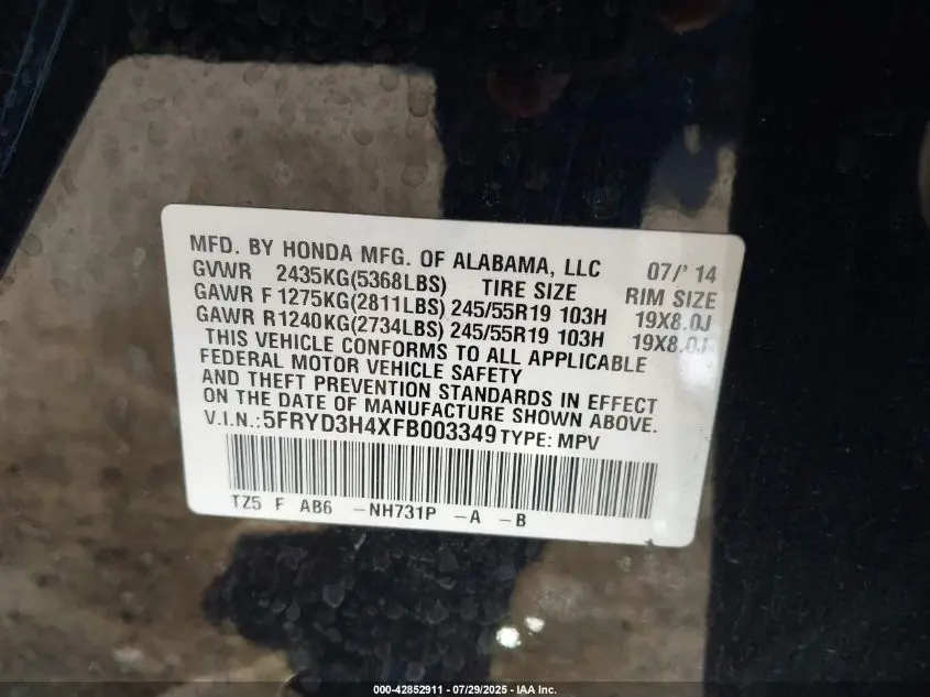 2015 ACURA MDX TECHNOLOGY PACKAGE