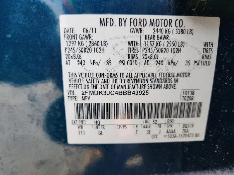 2011 FORD EDGE SEL  