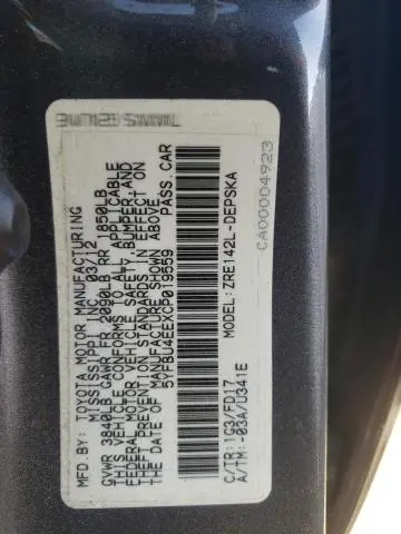 2012 TOYOTA COROLLA BASE  