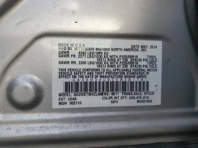 2014 MITSUBISHI OUTLANDER SPORT ES  