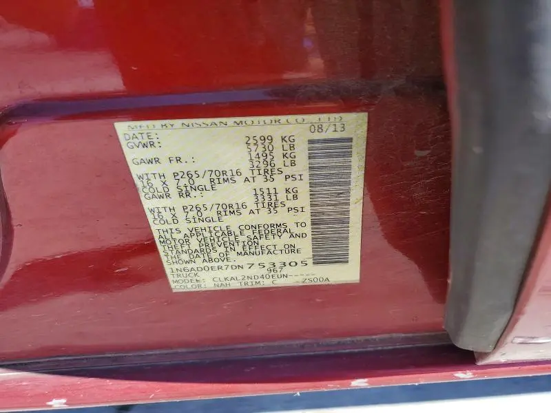 2013 NISSAN FRONTIER S  