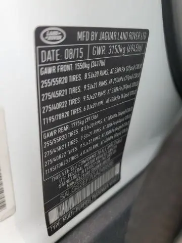 2016 LAND ROVER RANGE ROVER SUPERCHARGED  