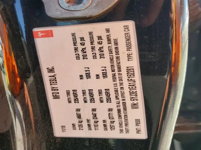 2018 TESLA MODEL 3   