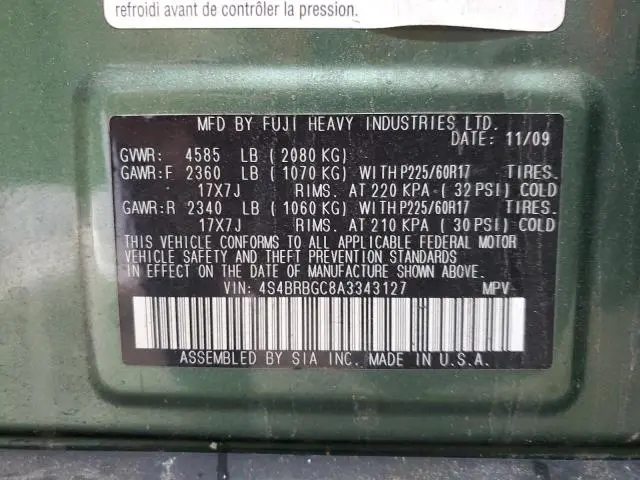 2010 SUBARU OUTBACK 2.5I PREMIUM  