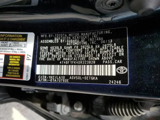 2013 TOYOTA CAMRY L  
