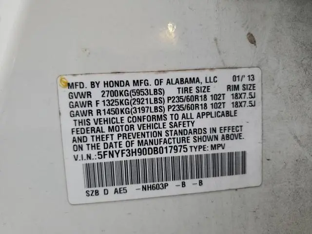 2013 HONDA PILOT TOURING  
