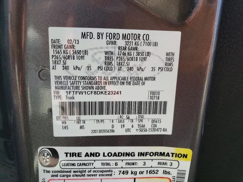 2013 FORD F150 SUPERCREW  