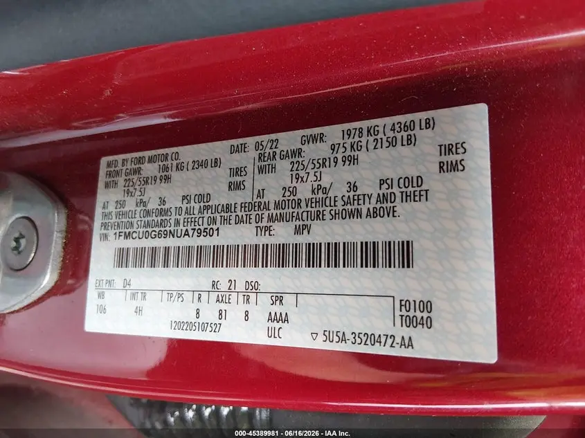 2022 FORD ESCAPE SE