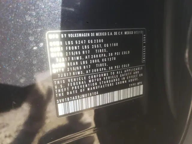 2018 VOLKSWAGEN TIGUAN S  